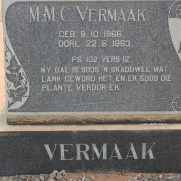 VERMAAK M.M.C. 1866-1963