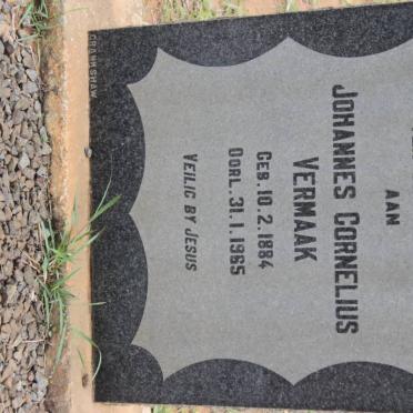 VERMAAK Johannes Cornelius 1884-1965