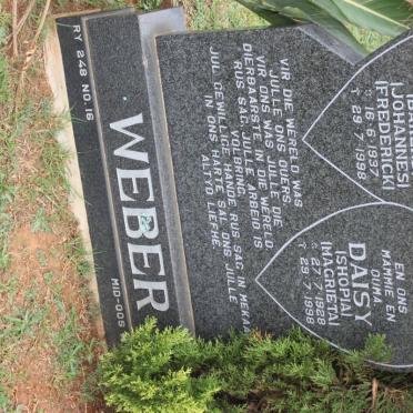 WEBER Barend Johannes Frederick 1937-1998 &amp; Shopia Magrieta 1928-1998