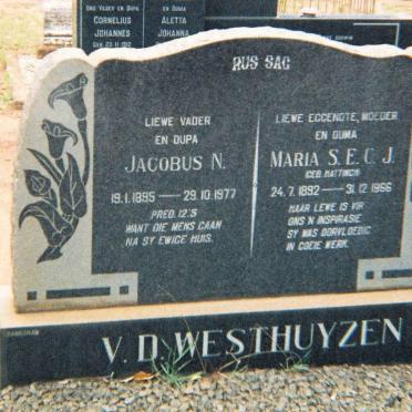WESTHUYZEN Jacobus N., v.d. 1895-1977 &amp; Maria S.E.C.J HATTINGH 1892-1966