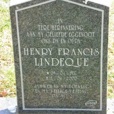 LINDEQUE Henry Francis 1937-2000