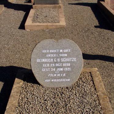 SCHUTZE Heinrich G.B. 1898-1921