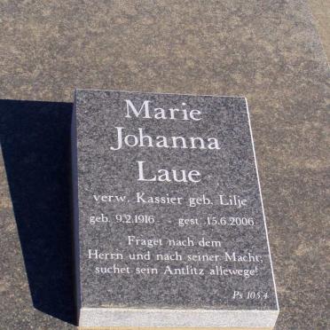 LAUE Maria Johanna previously KASSIER nee LILJE 1916-2006