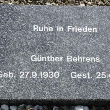 BEHRENS Gunther 1930-2011