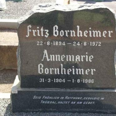 BORNHEIMER Fritz 1894-1972 &amp; Annemarie 1904-1986