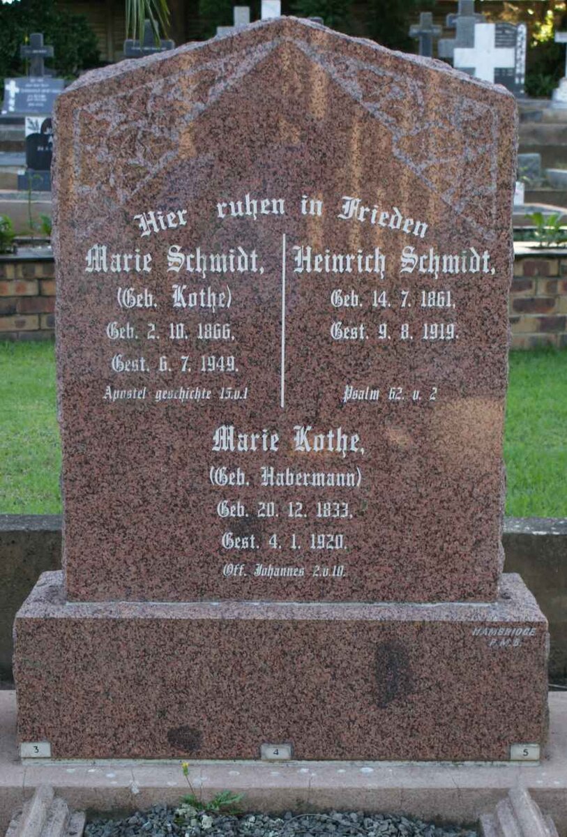 SCHMIDT Heinrich 1861-1919 &amp; Marie KOTHE 1866-1949 :: KOTHE Marie nee HABERMANN 1833-1920