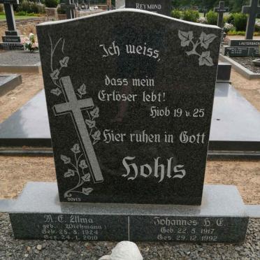 HOHLS Johannes H.E. 1917-1992 &amp; M.E. Alma WICHMANN 1924-2010