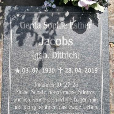 JACOBS Gerda Sophie Esther nee DITTRICH 1930-2019