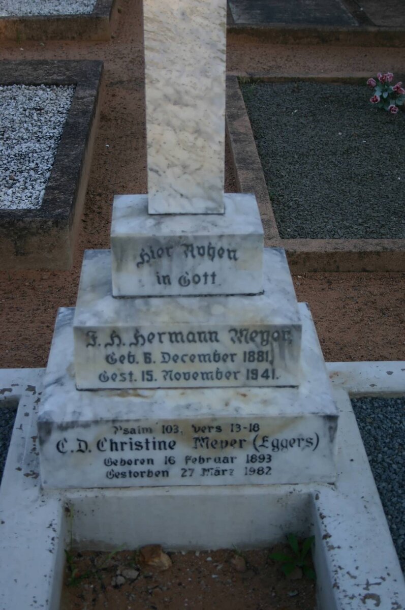 MEYER F.H. Hermann 1881-1941 &amp; C.D. Christine EGGERS 1893-1982