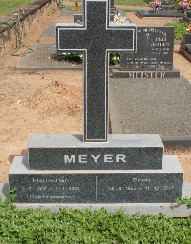 MEYER Erich 1925-2007 &amp; Hannchen HILLERMANN 1928-1992