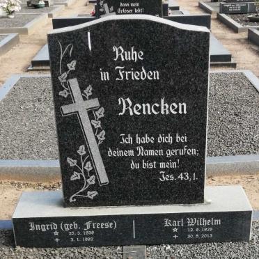 RENCKEN Karl Wilhelm 1928-2013 &amp; Ingrid FREESE 1938-1992