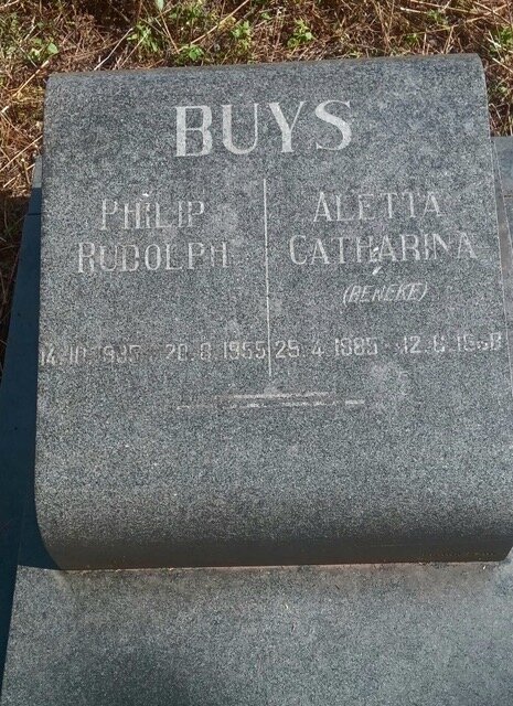 BUYS Philip Rudolph 1885-1955 & Aletta Catharina BENEKE 1885-1968