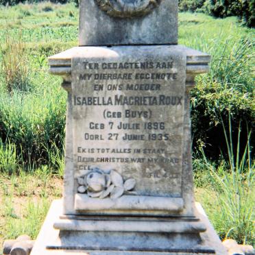 ROUX Isabella Magrieta nee BUYS 1896-1935