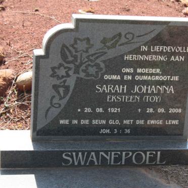 SWANEPOEL Sarah Johanna nee EKSTEEN 1921-2008