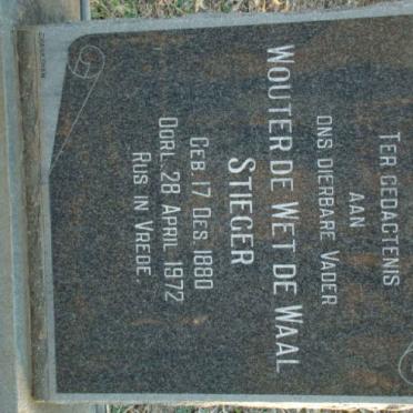 STIEGER Wouter de Wet de Waal 1880-1972