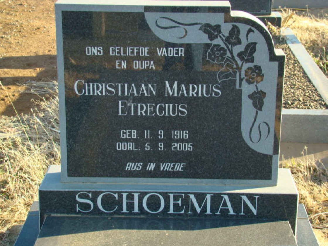 SCHOEMAN Christiaan Marius Etrecius 1916-2005