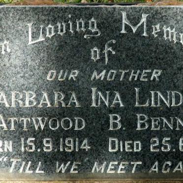 LINDSAY Barbara Ina formerly ATTWOOD nee BENNETT 1914-1980