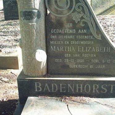 BADENHORST Martha ELizabeth nee VAN ROOYEN 1900-1961