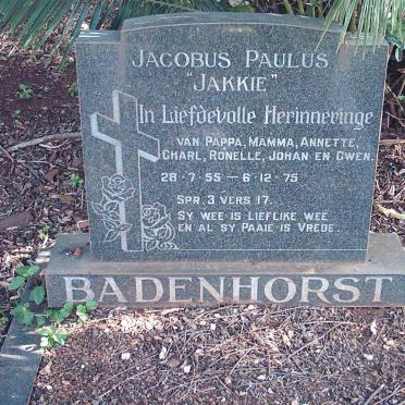 BADENHORST Jacobus Paulus 1955-1975