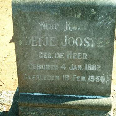 JOOSTEN Oetje nee DE HEER 1882-1950