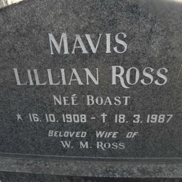 ROSS Mavis Lillian nee BOAST 1908-1987