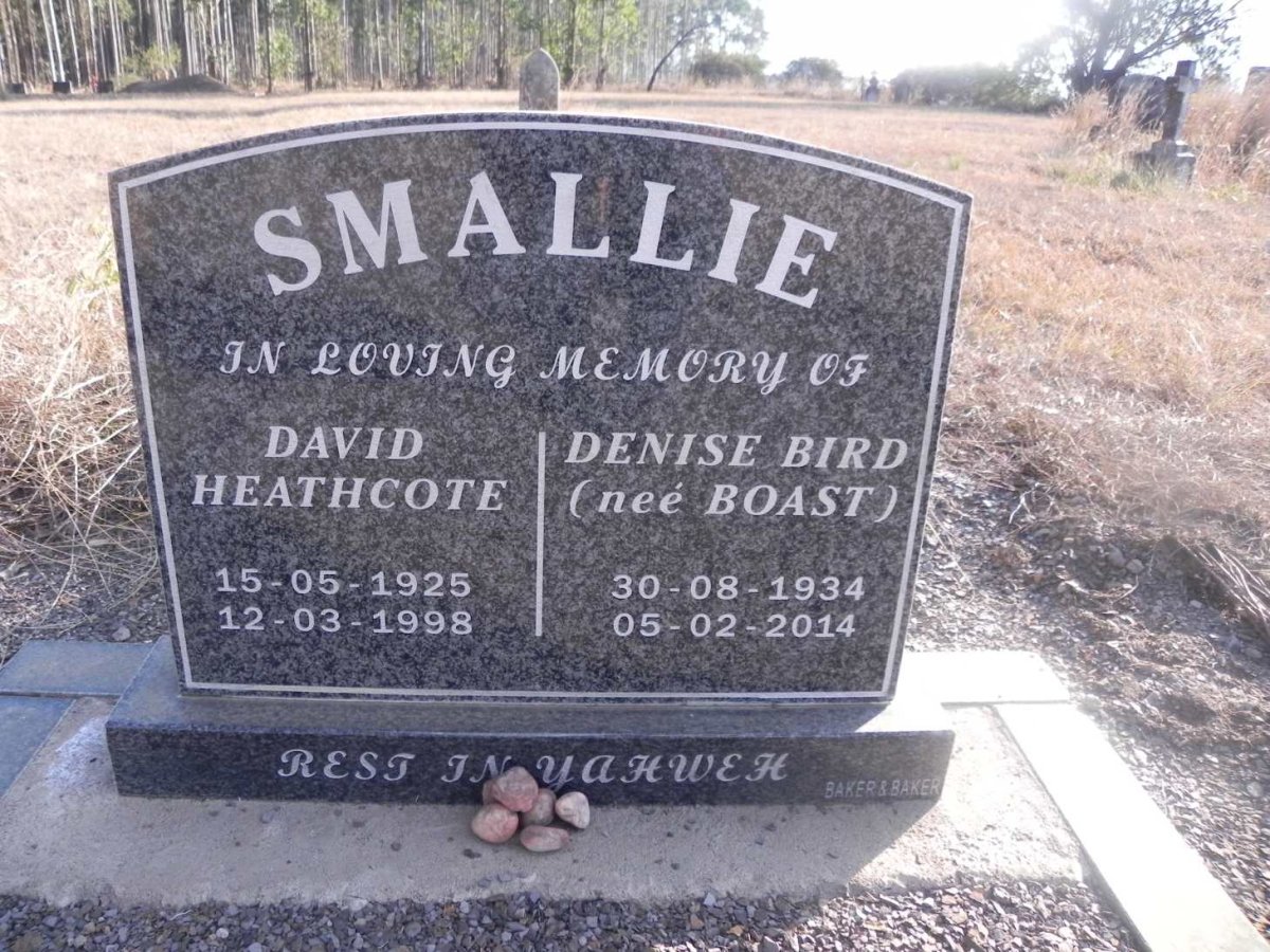 SMALLIE David Heathcote 1925-1998 &amp; Denise BIRD nee BOAST 1934-2014