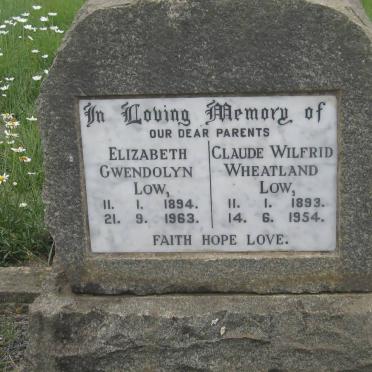 LOW Claude Wilfrid Wheatland 1893-1954 &amp; Elizabeth Gwendolyn 1894-1963