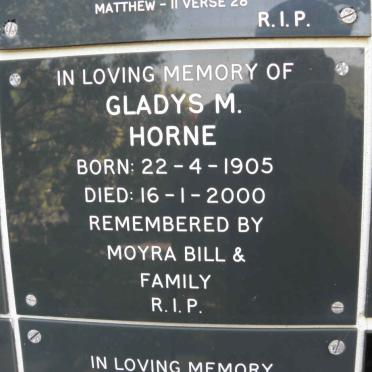 HORNE Gladys M. 1905-2000