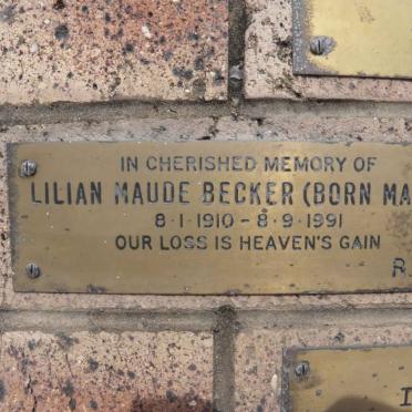 BECKER Lilian Maude nee MANCE 1910-1991