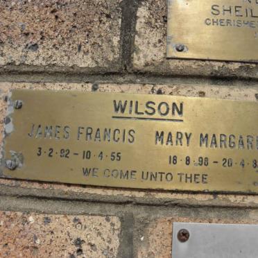 WILSON James Francis 1892-1955 &amp; Mary Margaret 1898-1982