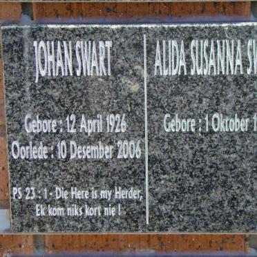 SWART Johan 1926-2006 &amp; Alida Susanna 1925-