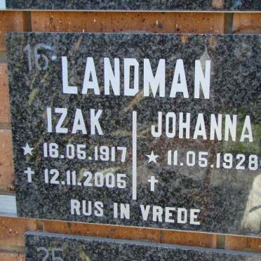 LANDMAN Izak 1917-2005 &amp; Johanna 1928-