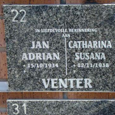 VENTER Jan Adrian 1934- &amp; Catharina Susana 1938-