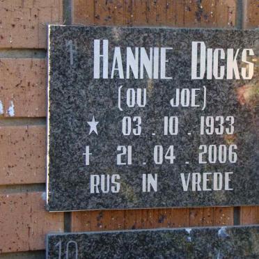 DICKS Hannie 1933-2006