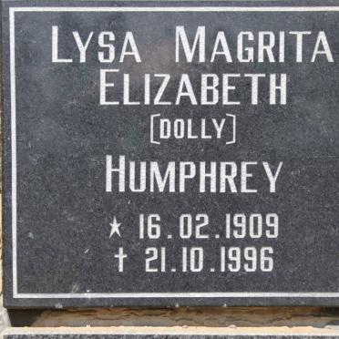 HUMPHREY Lysa Magrita Elizabeth 1909-1996