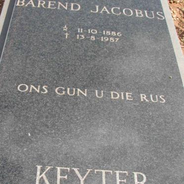 KEYTER Barend Jacobus 1886-1987