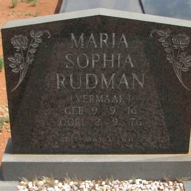 RUDMAN Maria Sophia nee VERMAAK 1916-1976