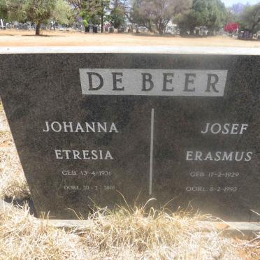 BEER Josef Erasmus, de 1929-1993 & Johanna Etresia 1931-2005