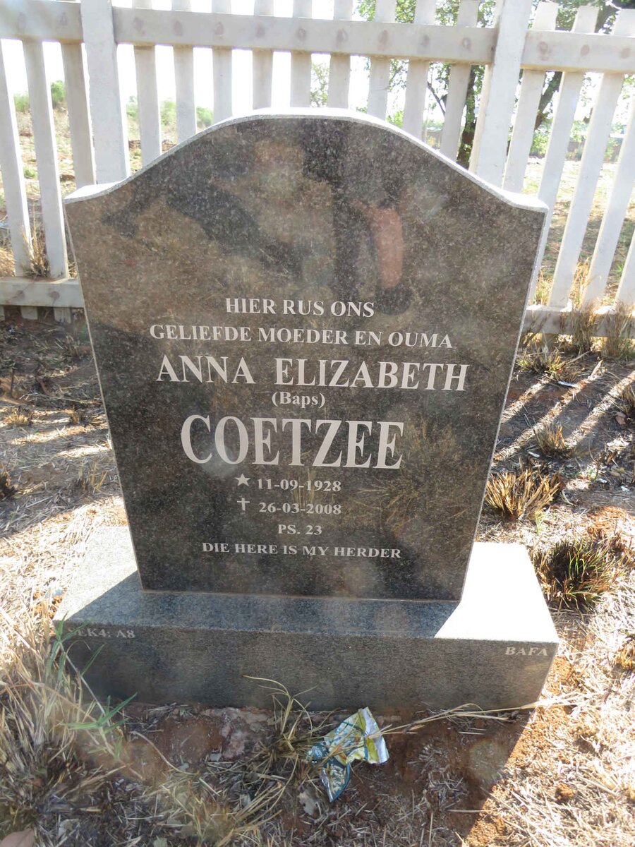 COETZEE Anna Elizabeth 1928-2008