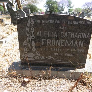 FRONEMAN Aletta Catharina 1894-1985