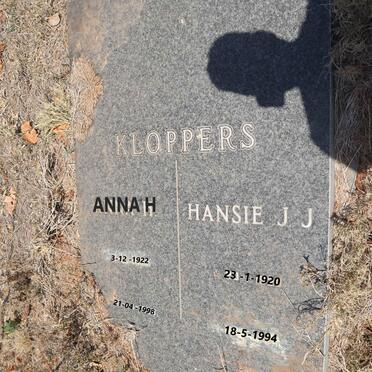 KLOPPERS Hansie J.J. 1920-1994 & Anna H. 1922-1998