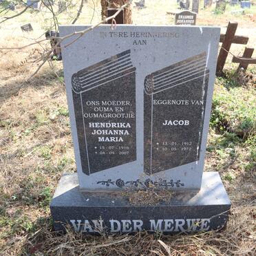 MERWE Jacob, van der 1912-1972 & Hendrika Johanna Maria 1916-2007