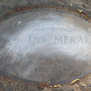 MERWE Minnie, van der nee BARNARD 1900-1985