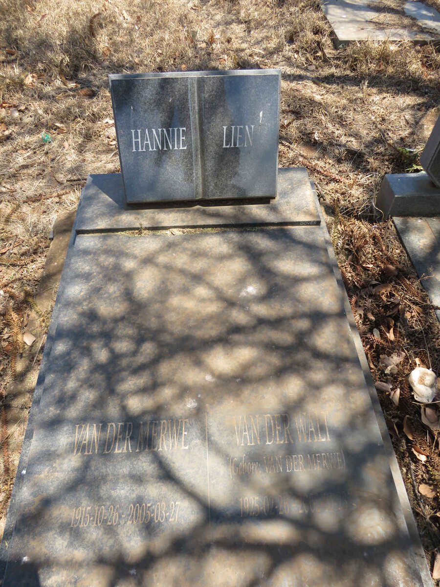 MERWE Johanna Christina, van der 1915-2005 :: VAN DER WALT Magdalena Petronella Susanna nee V.D. MERWE 1925-2002 _2