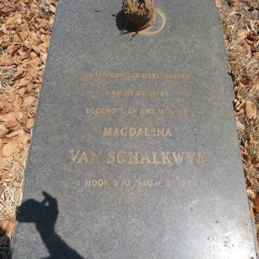 SCHALKWYK Magdalena, van 1940-1985