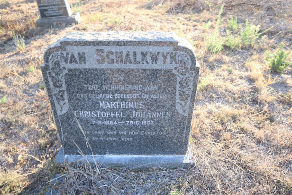 SCHALKWYK Marthinus Christoffel Johannes, van 1884-1962