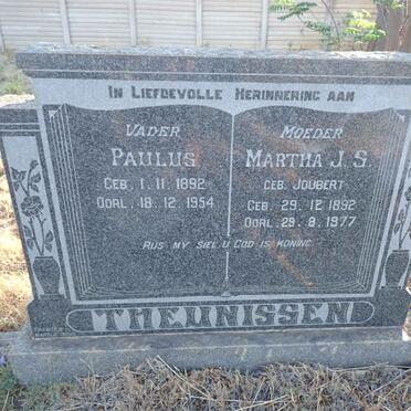 THEUNISSEN Paulus 1892-1954 & Martha J.S. JOUBERT 1892-1977