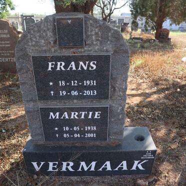 VERMAAK Frans 1931-2013 & Martie 1938-2001