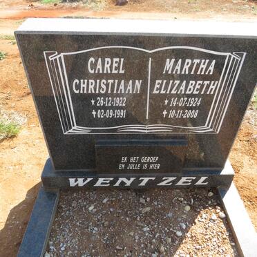 WENTZEL Carel Christiaan 1922-1991 & Martha Elizabeth 1924-2008