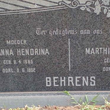 BEHRENS Marthinus Johannes 1881-1924 & Johanna Hendrina 1885-1952